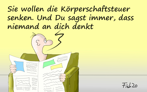 Cartoon: 130 Milliarden Konjunkturpaket (medium) by Fish tagged konjunktur,130,milliarden,groko,hilfen,zuschüsse,kredite,armut,corona,pandemie,steuersenkungen,fish,mehrwertsteuer,körperschaftsteuer,merkel,scholz,cdu,csu,spd