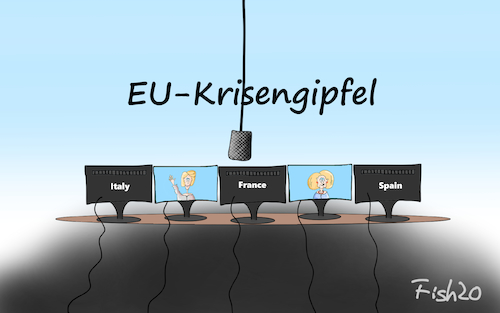 Cartoon: EU-Krisengipfel (medium) by Fish tagged corona,covid19,epidemie,pandemie,tod,seuche,fish,krank,krankheit