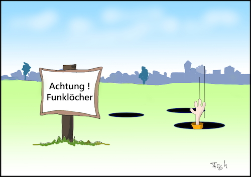 Cartoon: Funklöcher (medium) by Fish tagged funklöcher,moblifunk,sendemasten,mobilfunkabdeckung