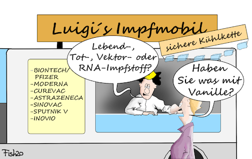 Cartoon: Impfmobil (medium) by Fish tagged impfen,mobil,impstoff,corona,pandemie,eiswagen,vanille,geschmack