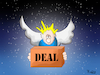 Cartoon: Deal (small) by Fish tagged engel,paket,flügel,deal,christkind,england,boris,johnson,eu,briten,vertrag,fischereirrechte,verhandlungen,handel,zoll,zölle,warenverkehr