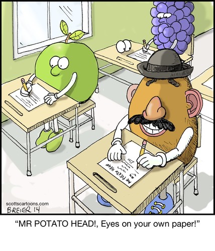 Cartoon: Cheating Spud (medium) by noodles tagged mr,potato,head,cheating,on,test