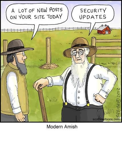 Cartoon: Modern Amish (medium) by noodles tagged amish,computers,security,posts,noodles
