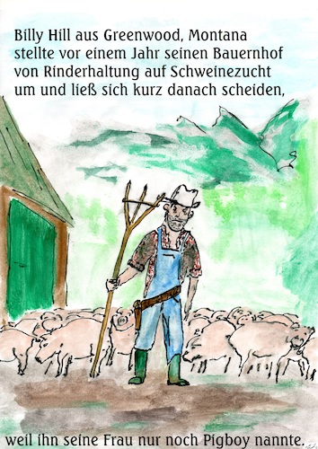 Cartoon: Billy Hill (medium) by Stefan von Emmerich tagged cowboy,schweine,rinder,frauen