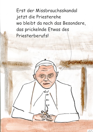 Cartoon: Der Priesterberuf (medium) by Stefan von Emmerich tagged benedikt,priester,missbrauchsskandal,cartoon,zölibat