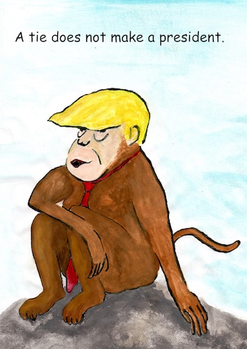 Cartoon: Is it a president ? (medium) by Stefan von Emmerich tagged trump,dump,donald,tie,ape,stupid,animal,doofkopf,karikatur,cartoon