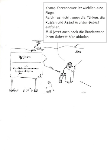 Cartoon: Karmp Karrenbauer und die Bundes (medium) by Stefan von Emmerich tagged kramp,karrenbauer,bundeswehr,schutzzone,karrikatur,cartoon