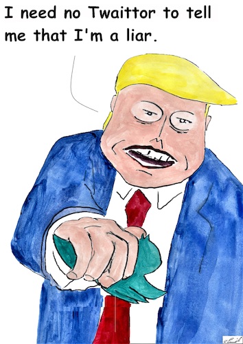 Cartoon: Twaittor (medium) by Stefan von Emmerich tagged vote,him,away,donald,trump,dump,president,america,the,liar,tweets,tonight
