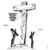 Cartoon: Jesus Won t Re Sign (small) by NEM0 tagged jesus,christ,cross,god,sacrifice,pope,benedict,xvi,papacy,vatican,aids,homosexuality,scandals,crisis,christian,catholic,rome,child,abuse