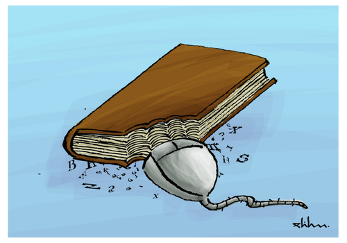 Cartoon: Book (medium) by elihu tagged book,mouse,web,computer,internet