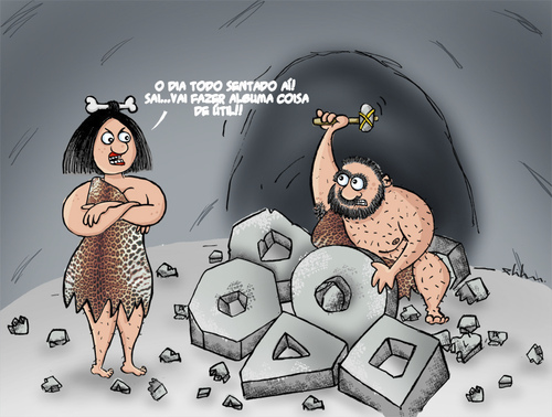 Cartoon: Sedentary (medium) by elihu tagged sedentary,history,pre,caveman,wheel