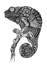 Cartoon: Chameleon (small) by Battlestar tagged animal,tiere,chamäleon,chameleon,blackandwhite,drawing,zeichnung,illustration,nature,natur,exotic