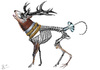 Cartoon: my weird deer (small) by Battlestar tagged animals,tiere,illustration,drawing,nature,natur,hirsch,deer,skeleton,skelett,bizarr,fiction