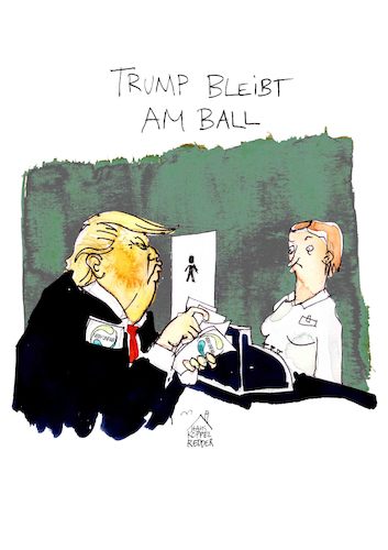 Cartoon: Very unfair (medium) by Koppelredder tagged veryunfair,trump,sanifair,beschwerde,gutschein,toilette,raststätte,veryunfair,trump,sanifair,beschwerde,gutschein,toilette,raststätte