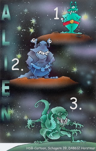 Cartoon: alien (medium) by HSB-Cartoon tagged alien,universum,planet