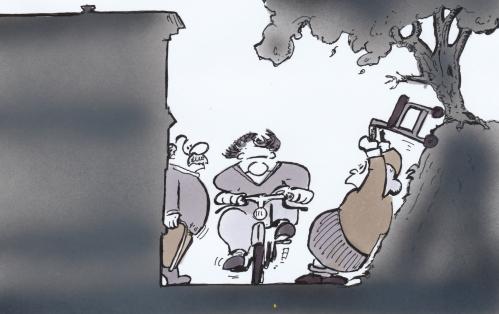 Cartoon: bicycle (medium) by HSB-Cartoon tagged bicycle,youth,older,road