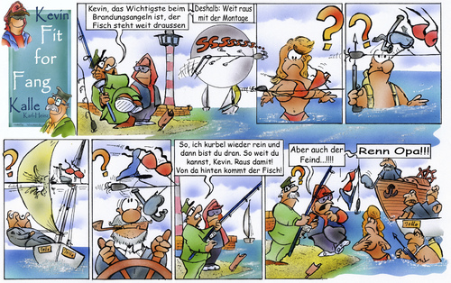 Cartoon: Comicstrip Fit for Fang (medium) by HSB-Cartoon tagged comic,comicstrip,fishing,natur,angeln,angel,cartoon,karikatur,airbrush