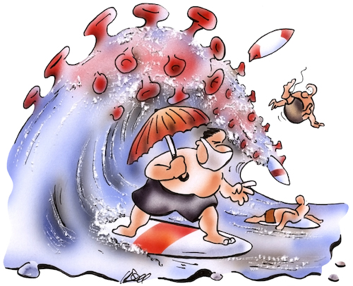 Cartoon: Die zweite Welle (medium) by HSB-Cartoon tagged coronawelle,pandemie,covid19,gesundheit,zweite,welle,coronaschutz,virus,woge,cartoon,coronawelle,pandemie,covid19,gesundheit,zweite,welle,coronaschutz,virus,woge,cartoon