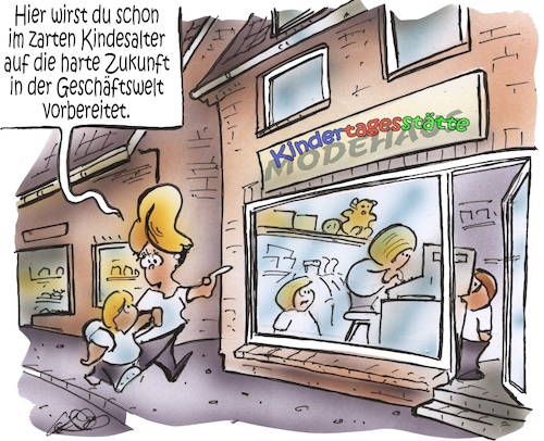 Cartoon: KITA Shop (medium) by HSB-Cartoon tagged kita,kindergarten,karikatur,kindedrhort,kindertagesstätte,erzieher,erzeierin,erziehung,bildungspolitik,geschäft,shop,cartoon,platz,kita,kindergarten,karikatur,kindedrhort,kindertagesstätte,erzieher,erzeierin,erziehung,bildungspolitik,geschäft,shop,cartoon,platz