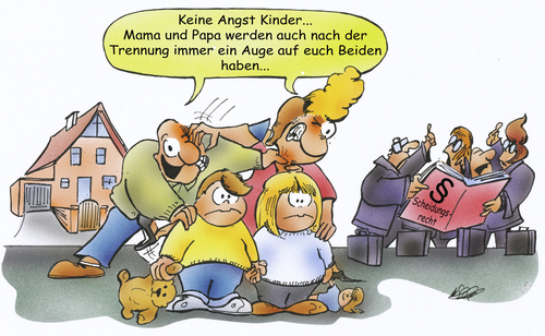 Cartoon: Scheidungskinder (medium) by HSB-Cartoon tagged scheidung,kinder,junge,mädchen,trennung,eltern,vater,mutter,anwälte,anwalt,beziehung,alleinerziehende,cartoon,karikatur,airbrush