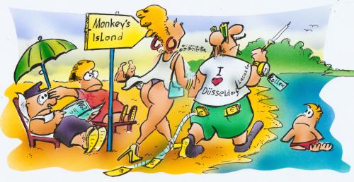 Cartoon: Snobs on the Beach (medium) by HSB-Cartoon tagged beach,sea,snob,people,strand,sand,money,rich,poor