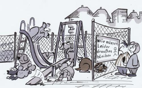 Cartoon: Spielplatz (medium) by HSB-Cartoon tagged spielen,spielplatz,kinder,hunde,schaukel,rutsche,kids
