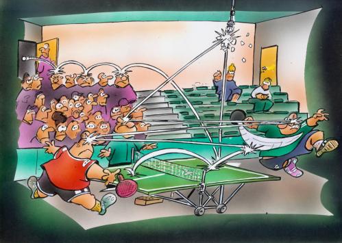 Cartoon: table tennis (medium) by HSB-Cartoon tagged tabletennis,tennis,sport,athletic