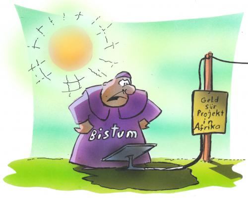 Cartoon: Teufelswerk (medium) by HSB-Cartoon tagged kirche,solarzellen,photokollektoren,photozelle