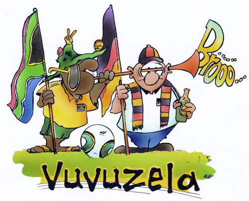 Cartoon: Vuvuzela (medium) by HSB-Cartoon tagged fußball,soccer,wm,wm2010,südafrika,vuvuzela,fan,deutschland,germany,stadion,spiel,ball,fifa,fahne,airbrush,cartoon,airbrushdesign,vuvuzela,fußball,fussball,wm,wm2010,südafrika,fan,deutschland,germany,spiel