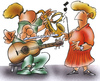 Cartoon: learning an instrument (small) by HSB-Cartoon tagged music,guitar,rockmusic,classicmusik,musicteacher,saxophone,flute,conductor,tambourinesymphony