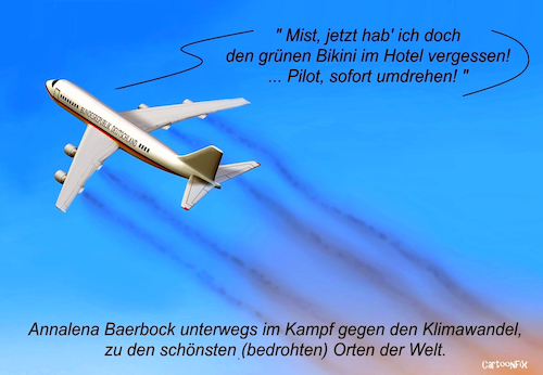 Cartoon: Baerbocks Reisen (medium) by Cartoonfix tagged baerbock,reisen,klimakrise