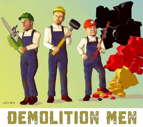 Cartoon: Demolition Men (medium) by Cartoonfix tagged bundesregierung,ampelkoalition,scholz,habeck,lindner,deutschland,ruinieren