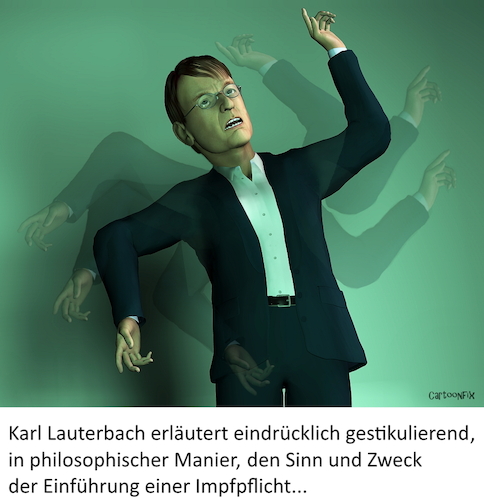 Cartoon: Der Philosoph (medium) by Cartoonfix tagged karl,lauterbach,der,philosoph,impfpflicht,philosophische,frage