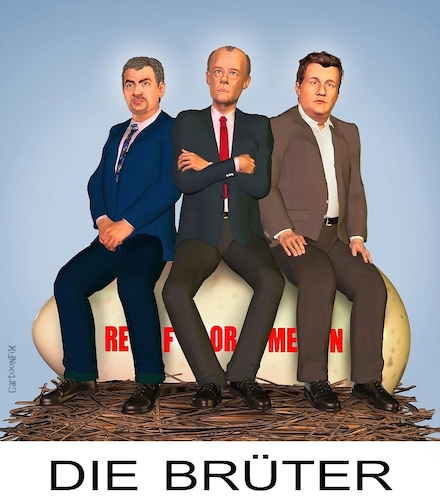 Cartoon: Die Brüter (medium) by Cartoonfix tagged reformen,kürzungen,cdu,spd,große,koalition