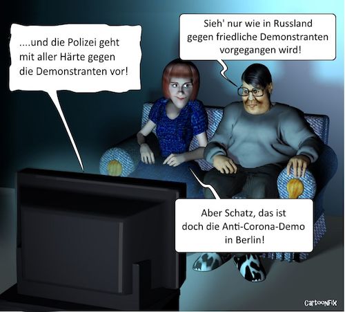 Cartoon: Die Verwechslung (medium) by Cartoonfix tagged demo,kratie,deutschland,russland,grundrechte