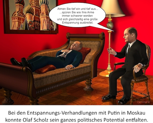 Cartoon: Entspannungs-Verhandlungen (medium) by Cartoonfix tagged scholz,putin,moskau,entspannungs,verhandlungen