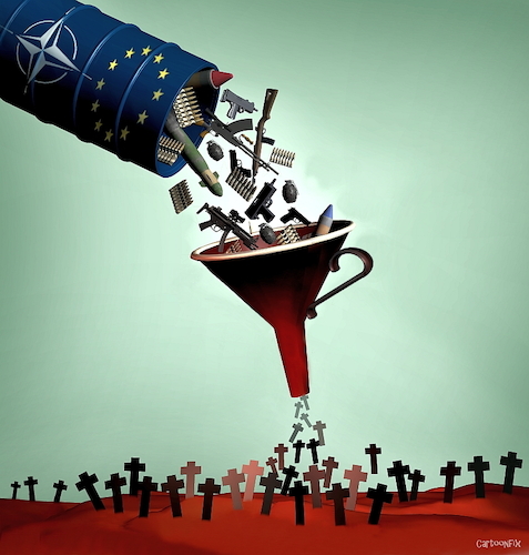 Cartoon: Kanonen Futter (medium) by Cartoonfix tagged nato,eu,waffenlieferung,ukraine,russland,konflikt