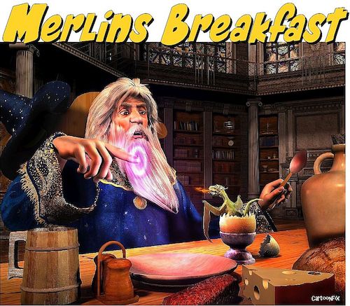 Cartoon: Merlins Breakfast (medium) by Cartoonfix tagged merlin,breakfast,frühstück,fantasy