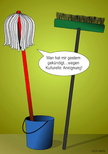 Cartoon: Neulich in der Besenkammer (medium) by Cartoonfix tagged kulturelle,aneignung,rasta,frisur,winnetou