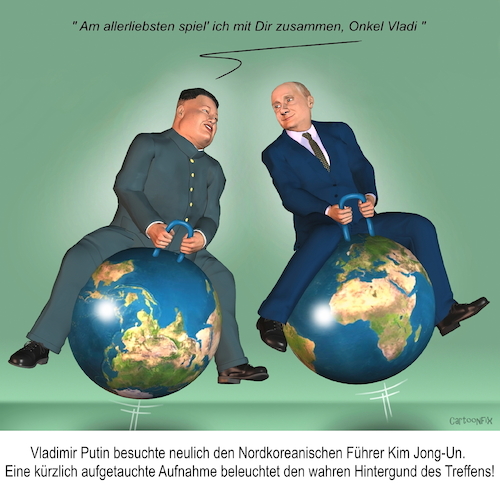 Cartoon: Playmates (medium) by Cartoonfix tagged kim,jong,un,vladimir,putin,treffen,russland,nordkorea