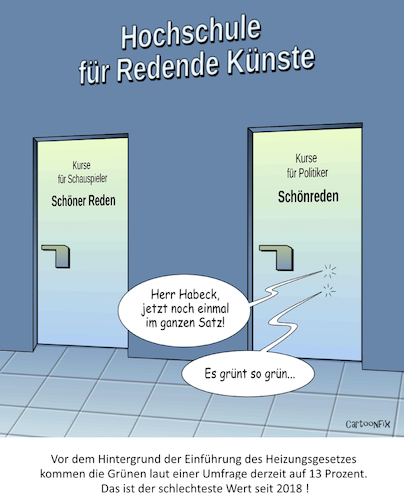 Cartoon: Redende Künste (medium) by Cartoonfix tagged politiker,schönreden,grünen,habeck,umfragetief,my,fair,lady,zitat