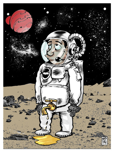 Cartoon: Alivio (medium) by Wadalupe tagged astronauta,espacio,luna,planetas,galaxia,astronomia