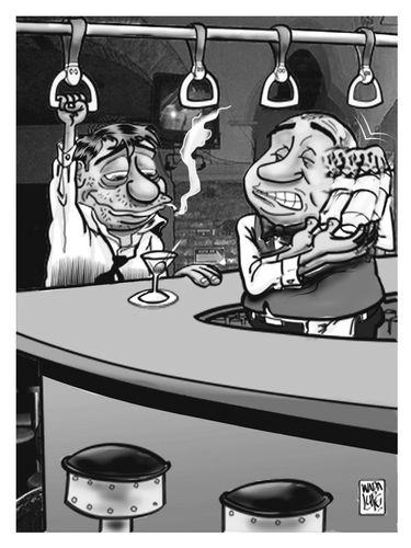 Cartoon: contramedidas (medium) by Wadalupe tagged coctel,bar,barman,camarero,copas,barra,pubs,cheers,salud