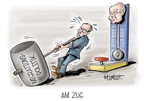 Cartoon: Am Zug (medium) by Mirco Tomicek tagged union,cdu,csu,friedrich,merz,afd,alternative,für,deutschland,migration,migrationspolitik,asylpolitik,asyl,asylrecht,olaf,scholz,regierungserklärung,cartoon,karikatur,pressekarikatur,mirco,tomicek,union,cdu,csu,friedrich,merz,afd,alternative,für,deutschland,migration,migrationspolitik,asylpolitik,asyl,asylrecht,olaf,scholz,regierungserklärung,cartoon,karikatur,pressekarikatur,mirco,tomicek