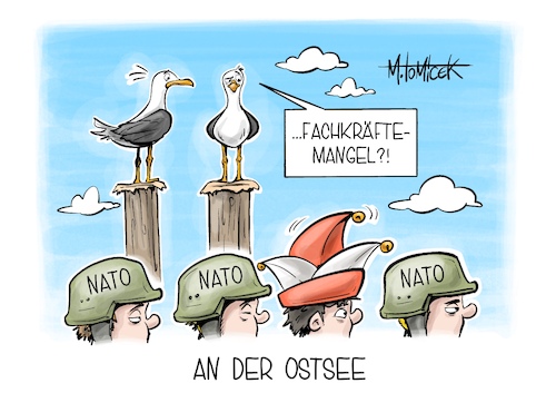 Cartoon: An der Ostsee (medium) by Mirco Tomicek tagged karneval,fasching,fastnacht,narren,jecken,narrenkappe,bundeswehr,nato,soldaten,soldat,truppen,truppenverstärkung,ostsee,ostseeküste,sicherung,übung,truppenübung,fachkräfte,mangel,fachkräftemangel,karikatur,cartoon,pressekarikatur,mirco,tomicek,karneval,fasching,fastnacht,narren,jecken,narrenkappe,bundeswehr,nato,soldaten,soldat,truppen,truppenverstärkung,ostsee,ostseeküste,sicherung,übung,truppenübung,fachkräfte,mangel,fachkräftemangel,karikatur,cartoon,pressekarikatur,mirco,tomicek
