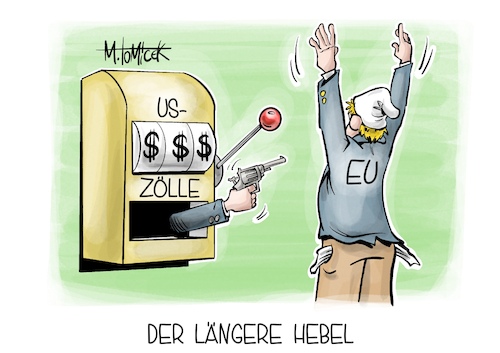 Cartoon: Der längere Hebel (medium) by Mirco Tomicek tagged eu,europa,usa,us,amerika,zolldeal,zoll,deal,zölle,strafzölle,zollpolitik,donald,trump,ursula,von,der,leyen,schottland,15,prozent,einigung,karikatur,pressekarikatur,cartoon,mirco,tomicek,eu,europa,usa,us,amerika,zolldeal,zoll,deal,zölle,strafzölle,zollpolitik,donald,trump,ursula,von,der,leyen,schottland,15,prozent,einigung,karikatur,pressekarikatur,cartoon,mirco,tomicek