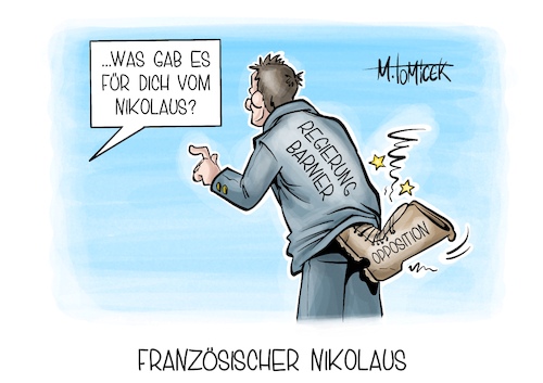 Cartoon: Französischer Nikolaus (medium) by Mirco Tomicek tagged frankreich,französisch,premierminister,michel,barnier,regierung,fall,votum,misstrauen,misstrauensvotum,le,pen,macron,nikolaus,cartoon,karikatur,pressekarikatur,mirco,tomicek,frankreich,französisch,premierminister,michel,barnier,regierung,fall,votum,misstrauen,misstrauensvotum,le,pen,macron,nikolaus,cartoon,karikatur,pressekarikatur,mirco,tomicek