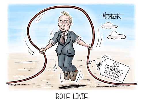 Cartoon: Rote Linie (medium) by Mirco Tomicek tagged putin,russland,ukraine,krieg,waffenruhe,frieden,verhandlungen,friedensverhandlung,eu,europa,deutschland,großbritannien,frankreich,rote,linie,karikatur,cartoon,pressekarikatur,mirco,tomicek,putin,russland,ukraine,krieg,waffenruhe,frieden,verhandlungen,friedensverhandlung,eu,europa,deutschland,großbritannien,frankreich,rote,linie,karikatur,cartoon,pressekarikatur,mirco,tomicek