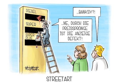 Cartoon: Streetart (medium) by Mirco Tomicek tagged banksy,streetart,künstler,graffiti,artist,identität,enthüllt,spritpreise,tanken,tankstellen,tankstelle,benzin,diesel,ölpreise,öl,benzinpreise,karikatur,cartoon,pressekarikatur,mirco,tomicek,banksy,streetart,künstler,graffiti,artist,identität,enthüllt,spritpreise,tanken,tankstellen,tankstelle,benzin,diesel,ölpreise,öl,benzinpreise,karikatur,cartoon,pressekarikatur,mirco,tomicek