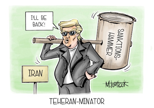 Cartoon: Teheran-Minator (medium) by Mirco Tomicek tagged donald,trump,usa,amerika,iran,teheran,proteste,demonstrationen,demos,protest,sanktionen,strafzölle,zölle,zoll,zollhammer,hammer,terminator,karikatur,cartoon,pressekarikatur,mirco,tomicek,donald,trump,usa,amerika,iran,teheran,proteste,demonstrationen,demos,protest,sanktionen,strafzölle,zölle,zoll,zollhammer,hammer,terminator,karikatur,cartoon,pressekarikatur,mirco,tomicek